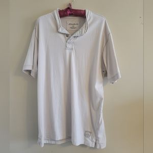 4/$15 SALE Eddie Bauer | Men's Cream Ivory Great Quality Distressed Collar L